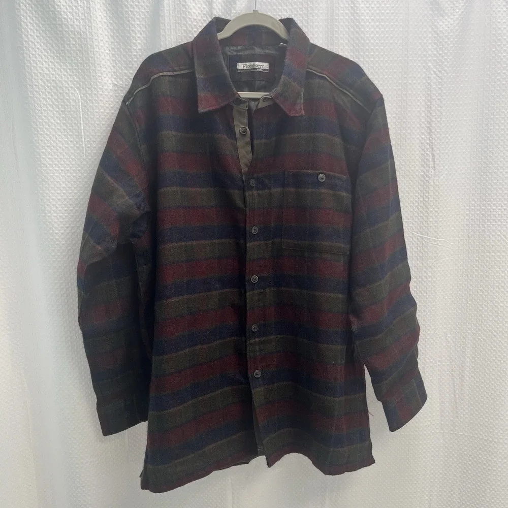 Firethorn Silver Wool Blend Plaid Suede Trim Lined Shacket XL Mens Lumber Jack